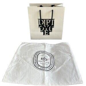 Diptyque Paris Dustbag 16" x 16" & Paper Bag 11.5" x 11.5" White w/Black Print